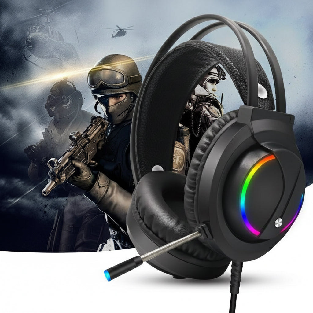 Tuner K1 Gaming-Headset – RGB-beleuchtetes USB-Computer-Headset mit Mikrofon für PC & Konsole