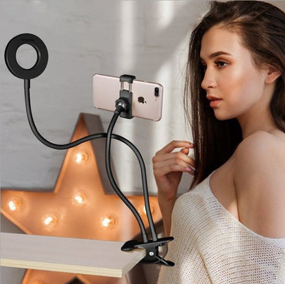 LED-Ringlicht mit Handyhalter – Dimmbares Live-Streaming-Licht mit flexiblem Schwanenhals & 360°-Drehung