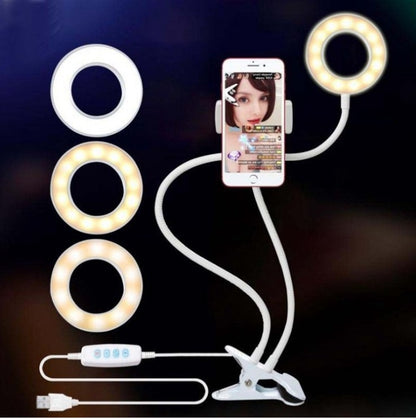 LED-Ringlicht mit Handyhalter – Dimmbares Live-Streaming-Licht mit flexiblem Schwanenhals & 360°-Drehung