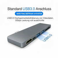 6-in-1 USB-C HDMI Hub – PD, USB 3.0 & Kartenleser für Laptop & MacBook