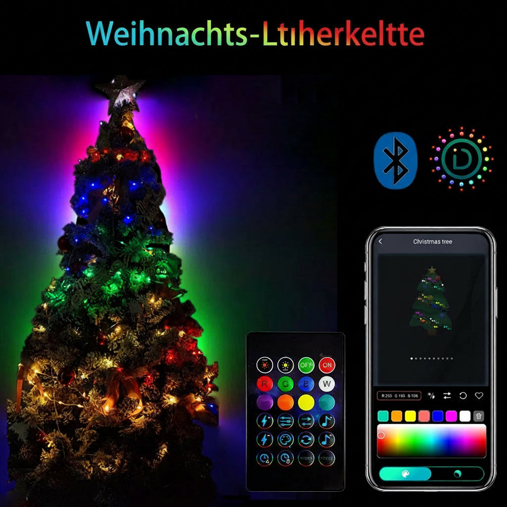 USB-Bluetooth RGB-Lichterkette – App- & Fernbedienung, Musiksteuerung, Wasserdicht