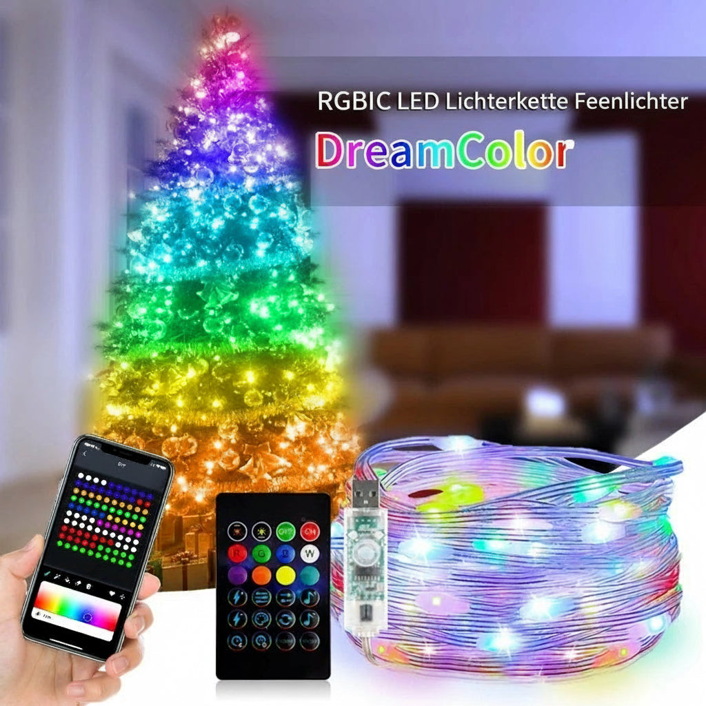 USB-Bluetooth RGB-Lichterkette – App- & Fernbedienung, Musiksteuerung, Wasserdicht