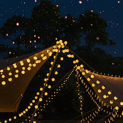 LED Deko-Lichterkette 5 cm Kugeln – Warmweiß, Solar, 5 m, 20 LEDs